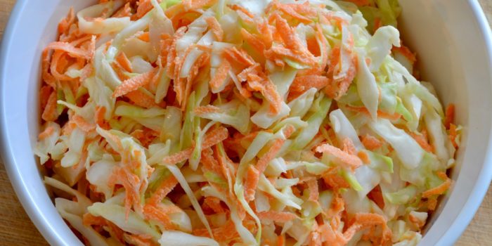 close up shot of coleslaw