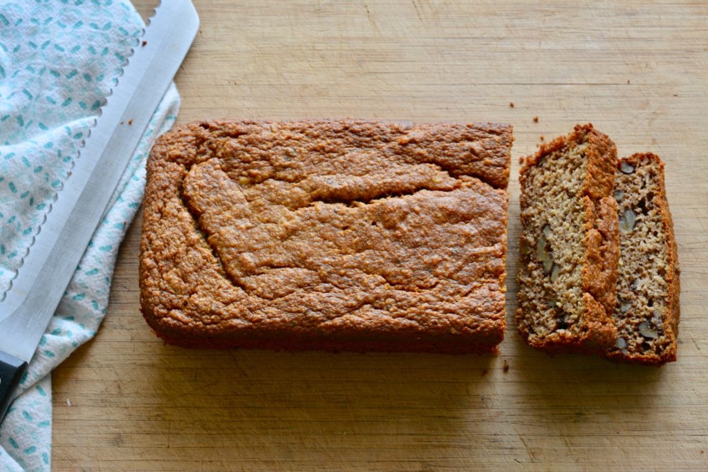 sliced gluten free sugar free oat flour banana bread