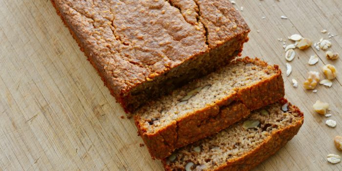 Gluten Free sugar free banana bread on cutting board